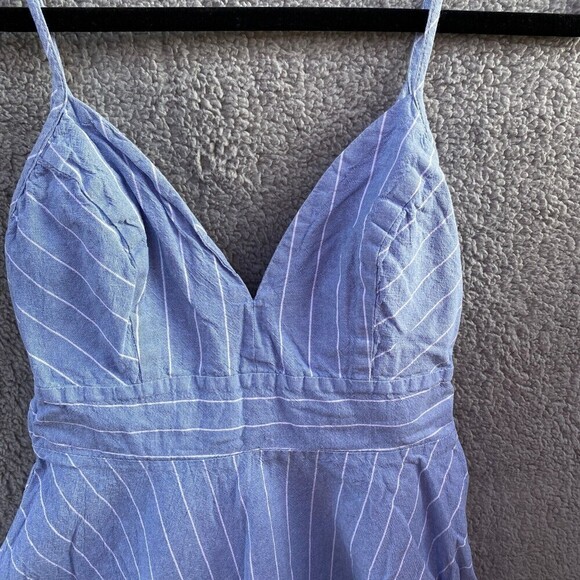 Windsor Blue Striped Summer Tie Spaghetti Strap Dress Sz Small - Picture 3 of 8
